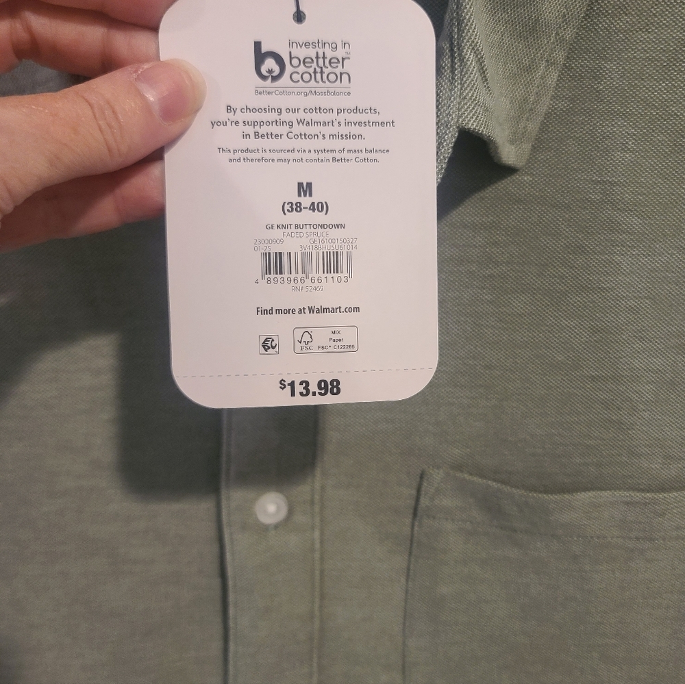 Men's Light Green Casual Button Down Shirt - Picture 3 of 3
